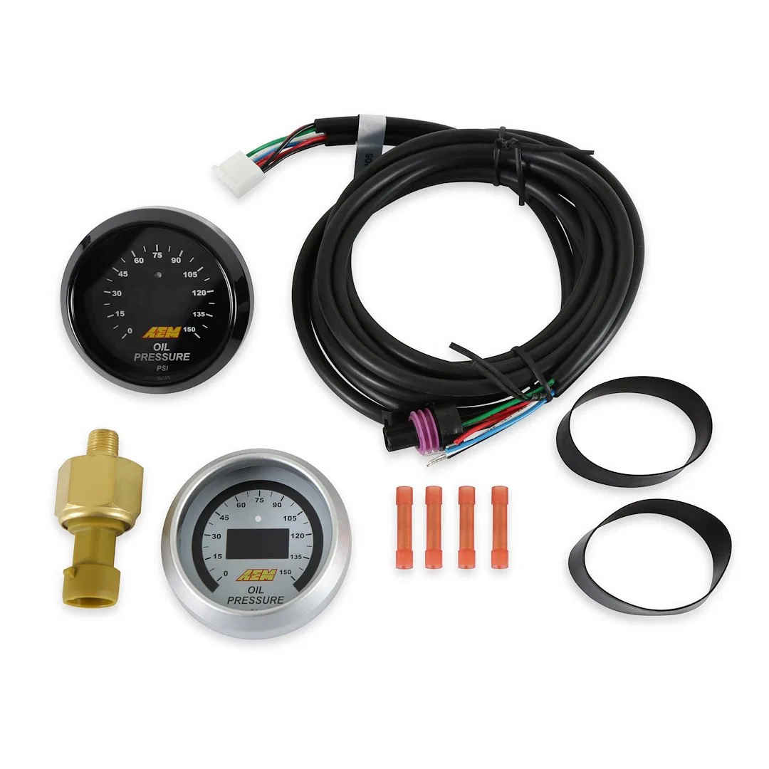 30-4407 – AEM ELECTRON Gauge Oil Pressure, 2-1/16 Inch Diameter Electrical Analog/Digital Display 0-150 PSI Without P...